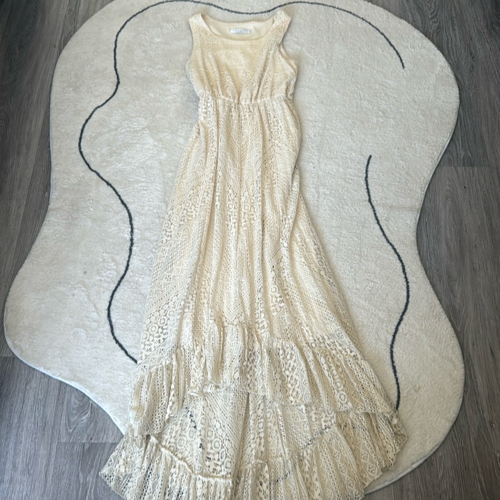 Bohemian off white/beige long dress perfect for a wedding
